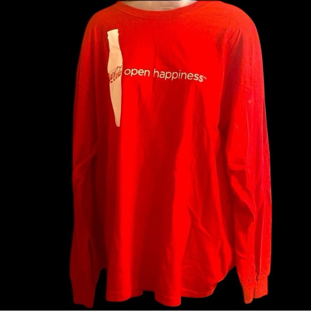 FINAL SALE Jerzees Red Long Sleeved Crewneck T Shirt XL - Coca Cola Logo